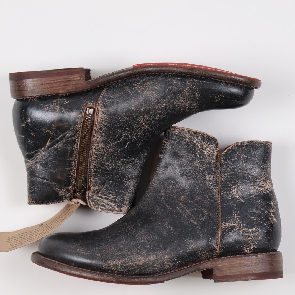 Bed Stu Ankle Boots Glayder Black Distressed Leather 7 NWT - Picture 4 of 5